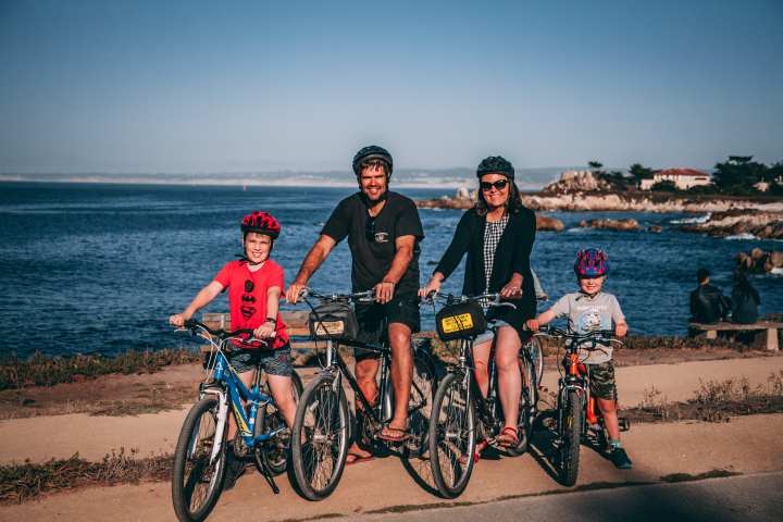 family on bikes