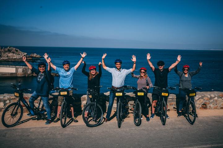 a group of people on a bike tour